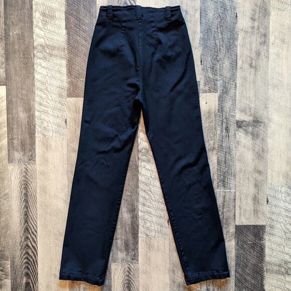 Reformation Black Twill Pants Exposed Button Fly High-Waisted - Picture 2 of 5